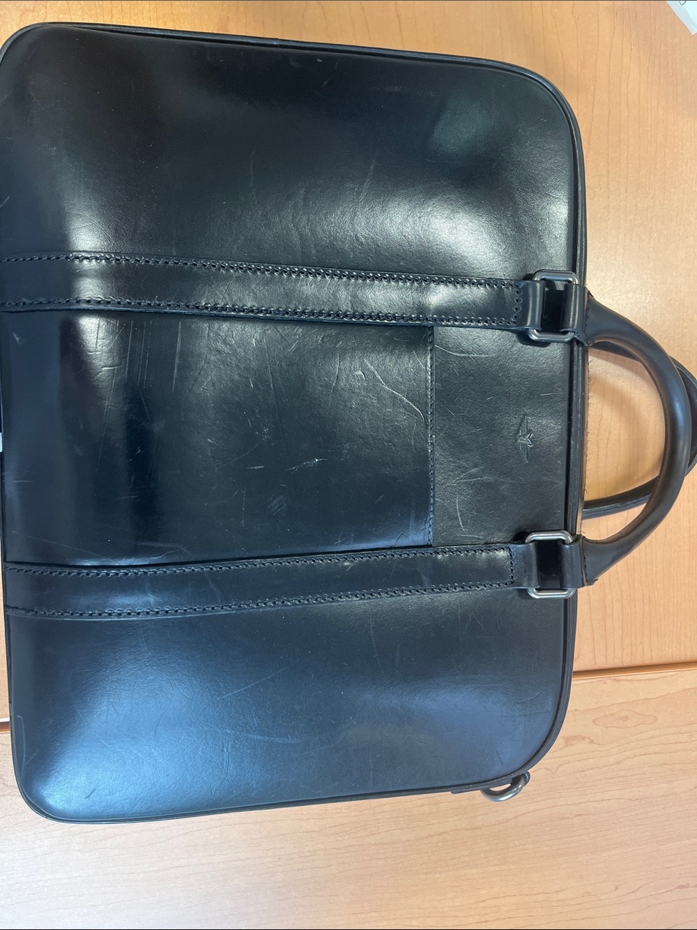 Classic Black Leather Briefcase with Dual Strap Detailing